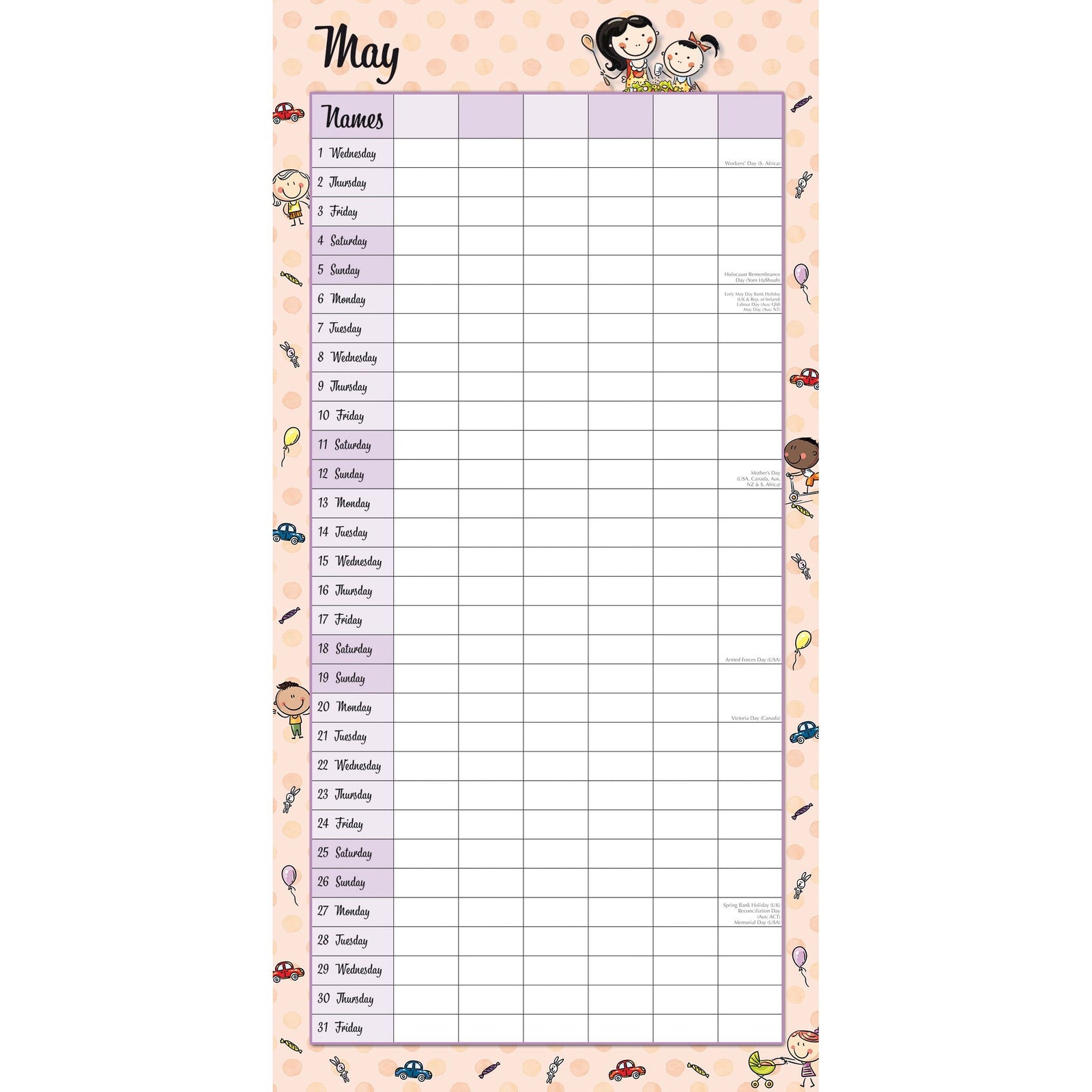 Mum's Busy Day 2024 Square Wall Calendar 16 Months School Planner New Year Gift