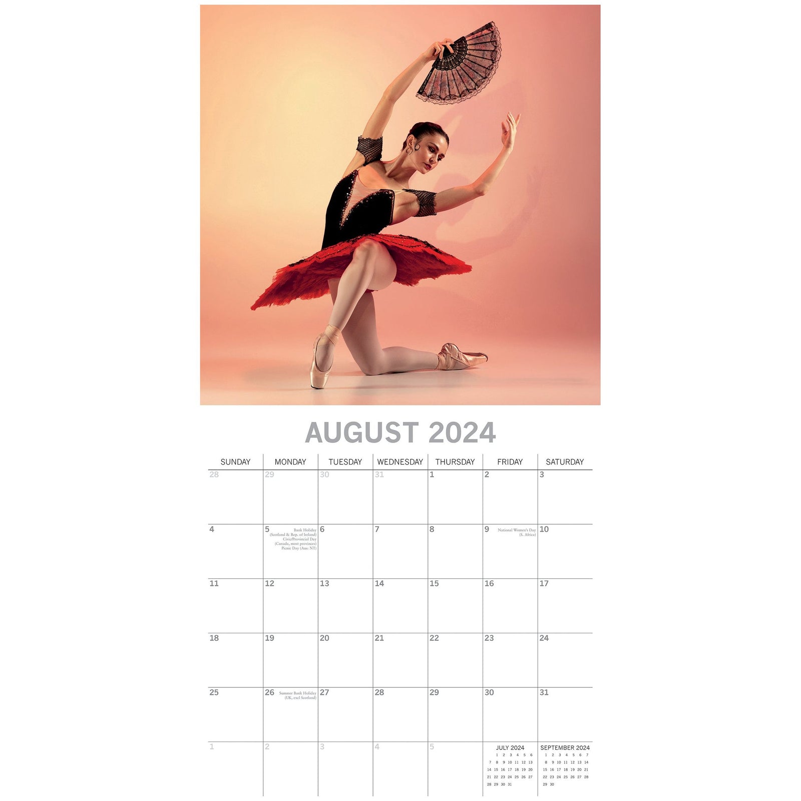 Ballet - 2024 Square Wall Calendar 16 Months Lifestyle Dancing Planner New Year