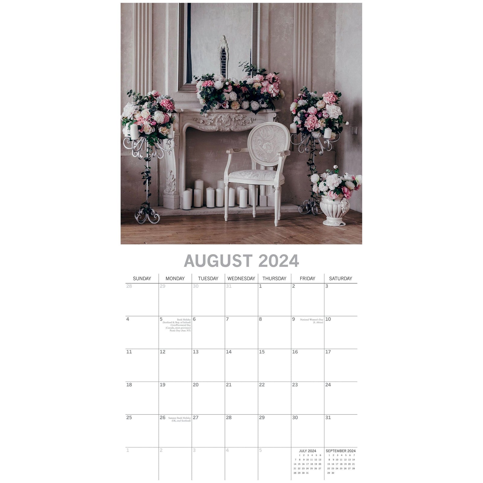 Shabby Chic - 2024 Square Wall Calendar 16 Month Lifestyle Planner New Year Gift