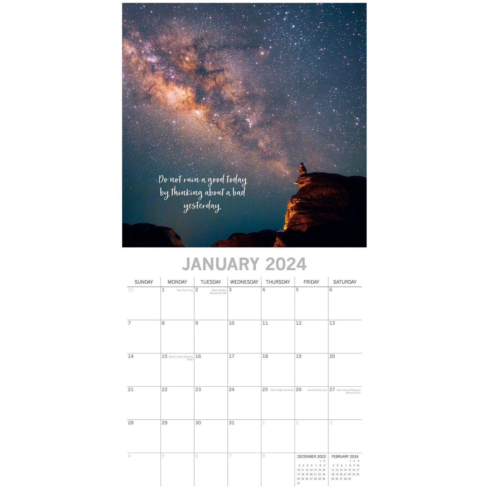 Carpe Diem - 2024 Square Wall Calendar 16 Months Planner Christmas New Year Gift