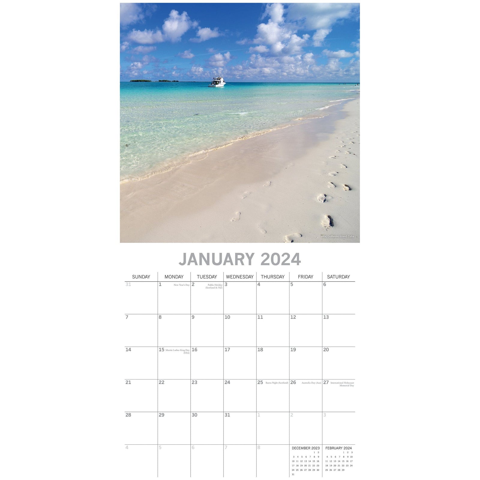 Beaches - 2024 Square Wall Calendar 16 Months Premium Planner Xmas New Year Gift