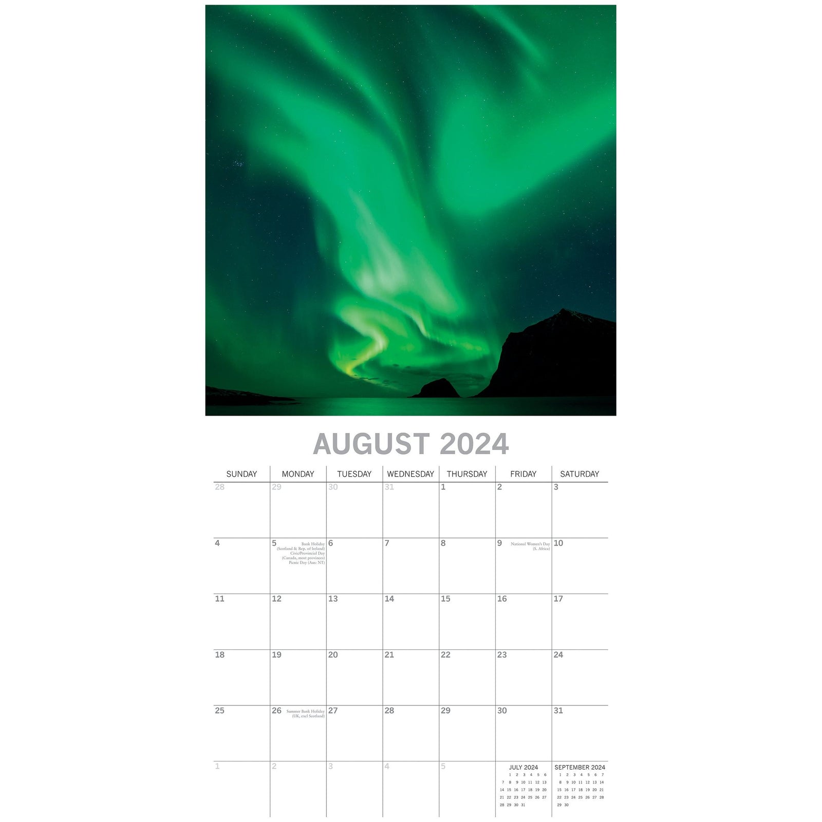 Northern Lights 2024 Square Wall Calendar 16 Month Premium Planner New Year Gift