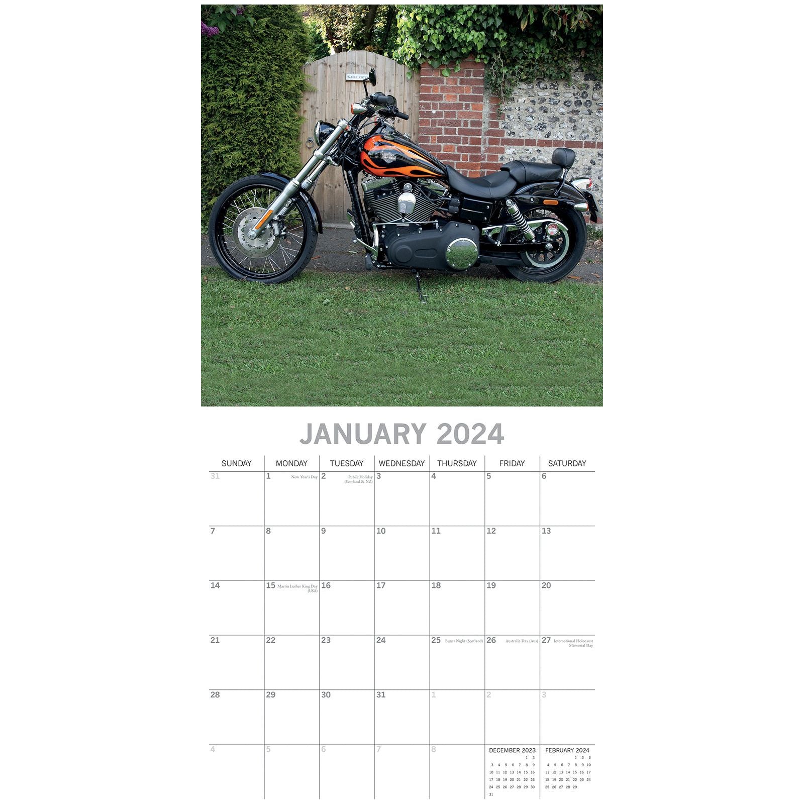 Harleys - 2024 Square Wall Calendar 16 Months Premium Planner Xmas New Year Gift