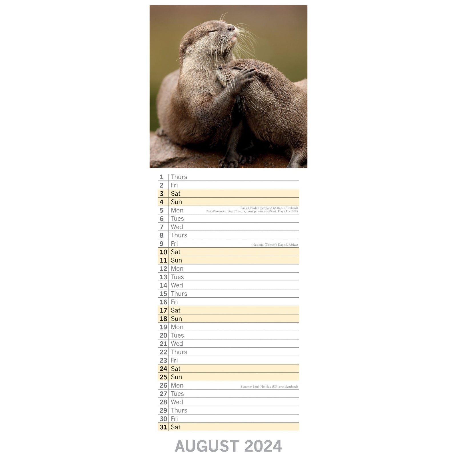 Adorable Animals 2024 Slimline Slim Wall Calendar Hanging Planner New Year Gift