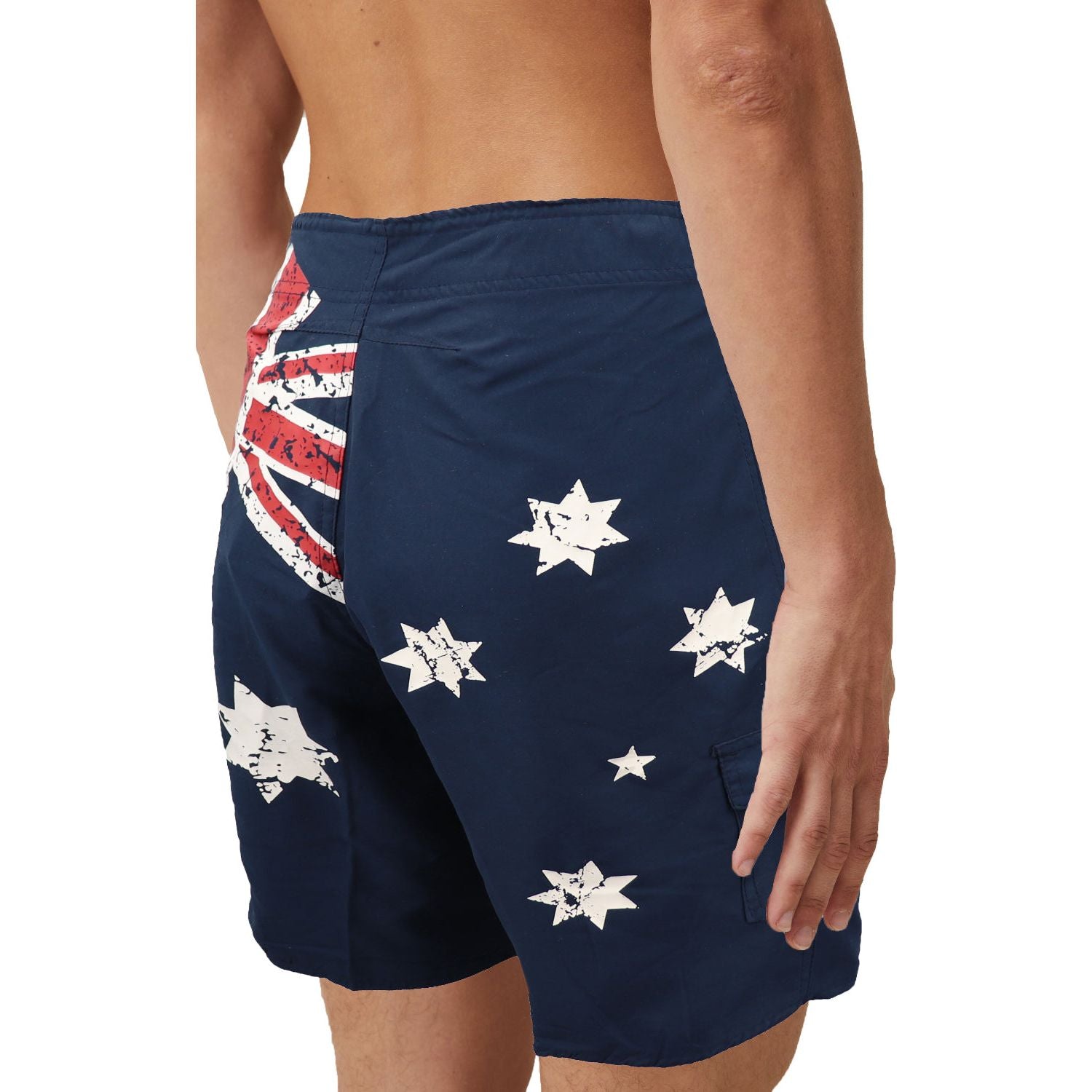 Men's Adult Board Shorts Australian Flag Australia Day Souvenir Navy Beach Wear, Navy, M