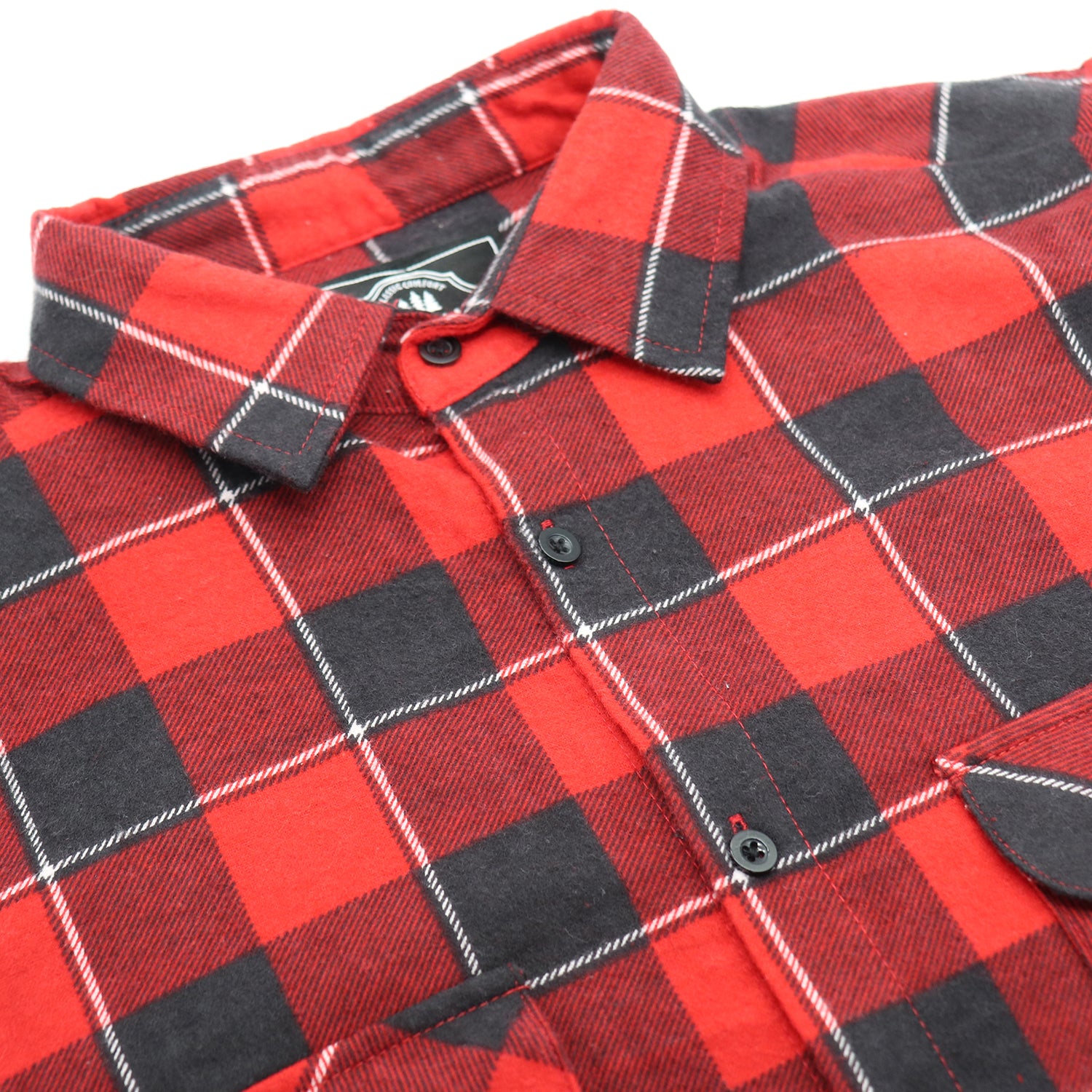 Men's 100% Cotton Flannelette Shirt Long Sleeve Plaid Check Flannel w Pockets, Lumberjack Red Buffalo Plaid, M
