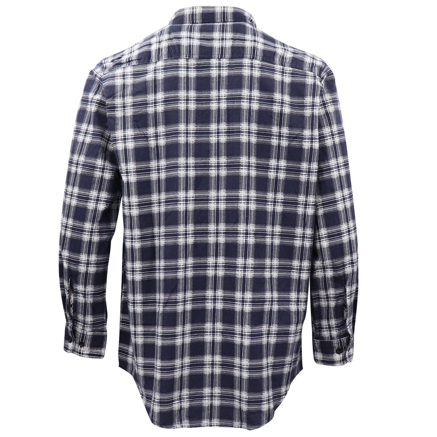 Men's 100% Cotton Flannelette Shirt Long Sleeve Plaid Check Flannel w Pockets, Midnight Navy Plaid, L