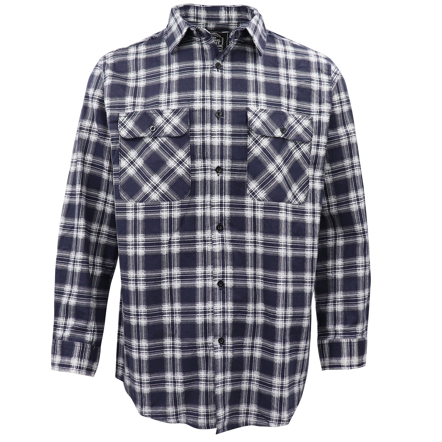 Men's 100% Cotton Flannelette Shirt Long Sleeve Plaid Check Flannel w Pockets, Midnight Navy Plaid, 2XL
