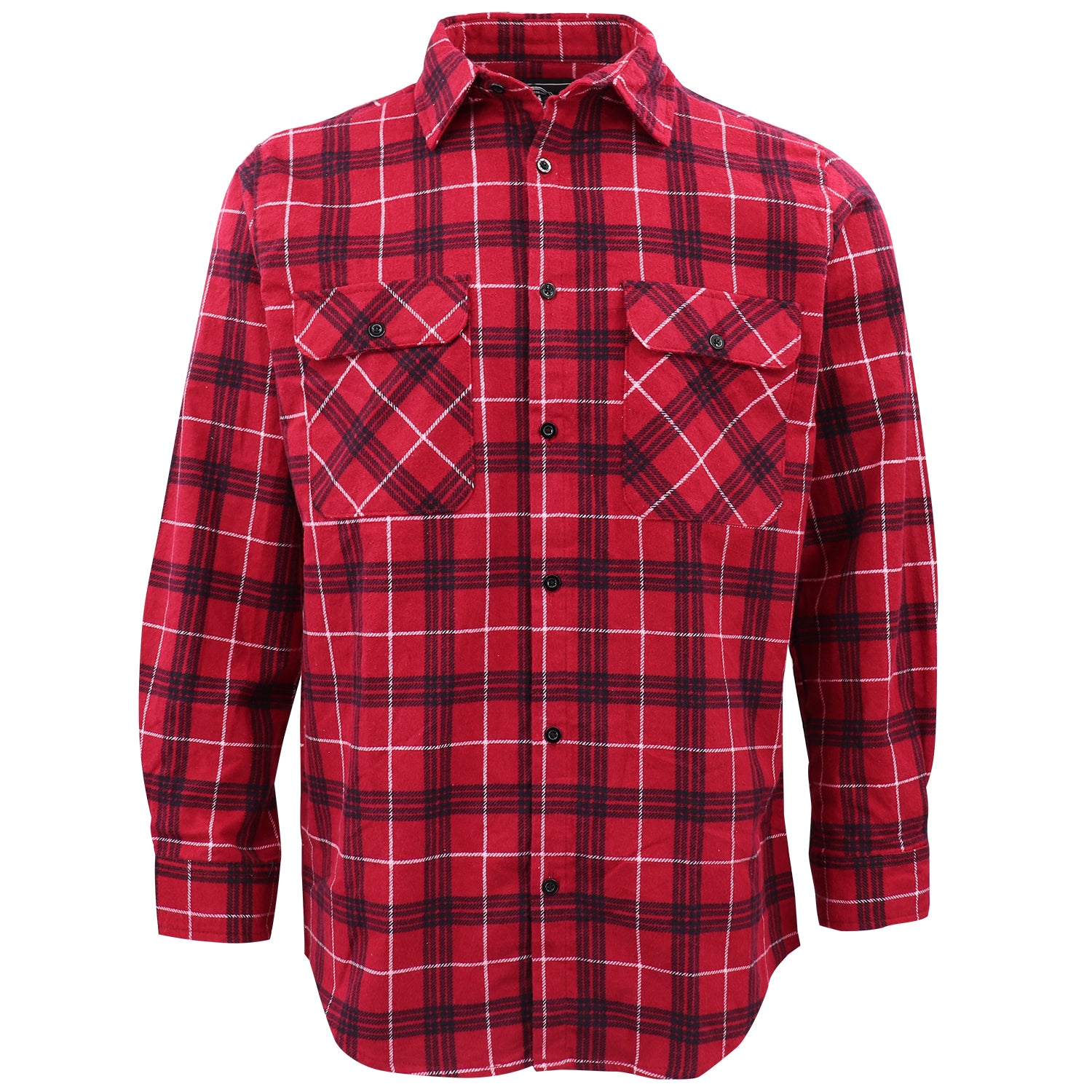 Men's 100% Cotton Flannelette Shirt Long Sleeve Plaid Check Flannel w Pockets, Scarlet Ember Plaid, 3XL