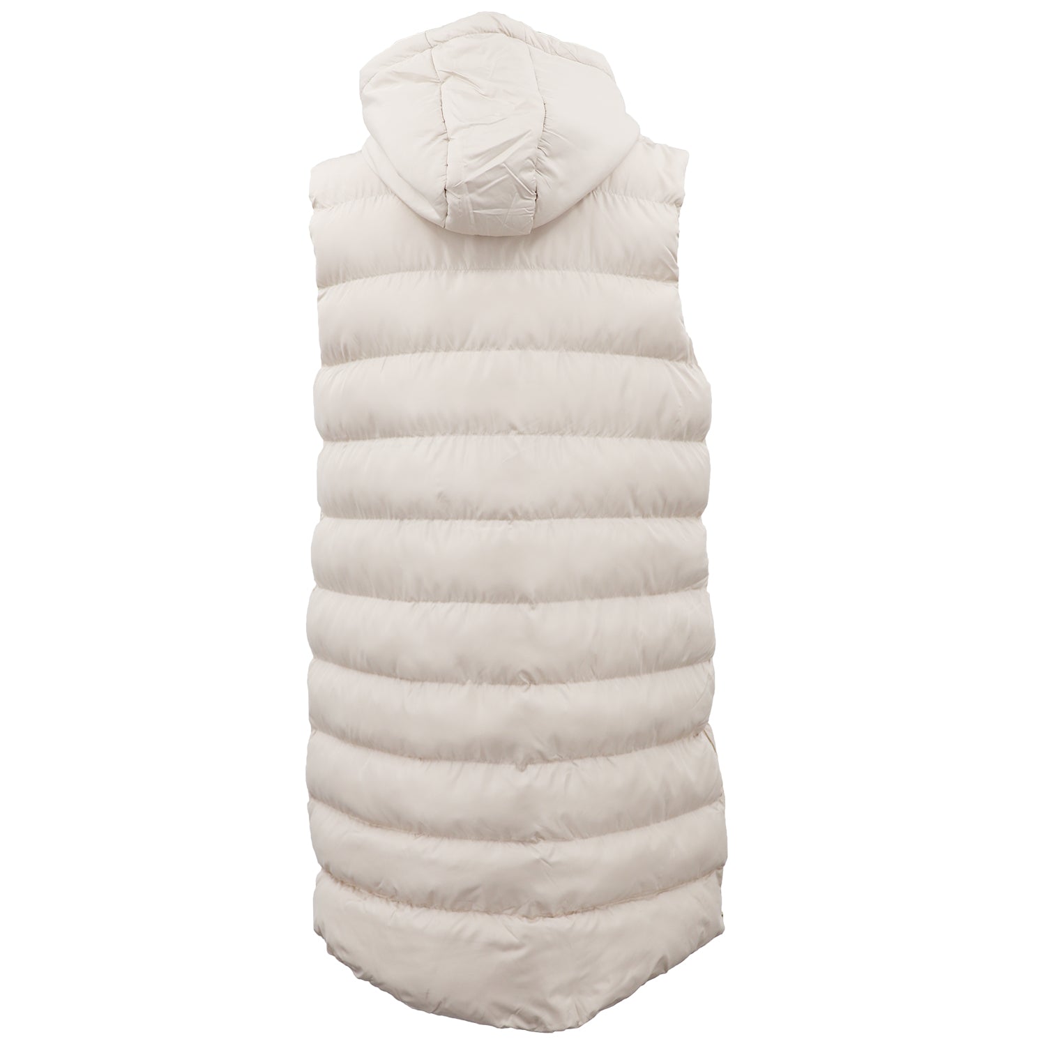 Women's Longline Padded Vest Hooded Jacket Puffer Puffy Quilted Zip Coat Gilet, Khaki, 10