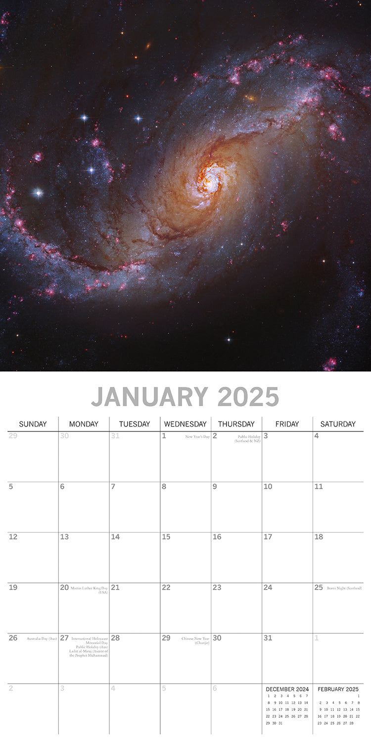 Space 2025 Square Wall Calendar 16-Month Christmas New Year Premium Planner Gift