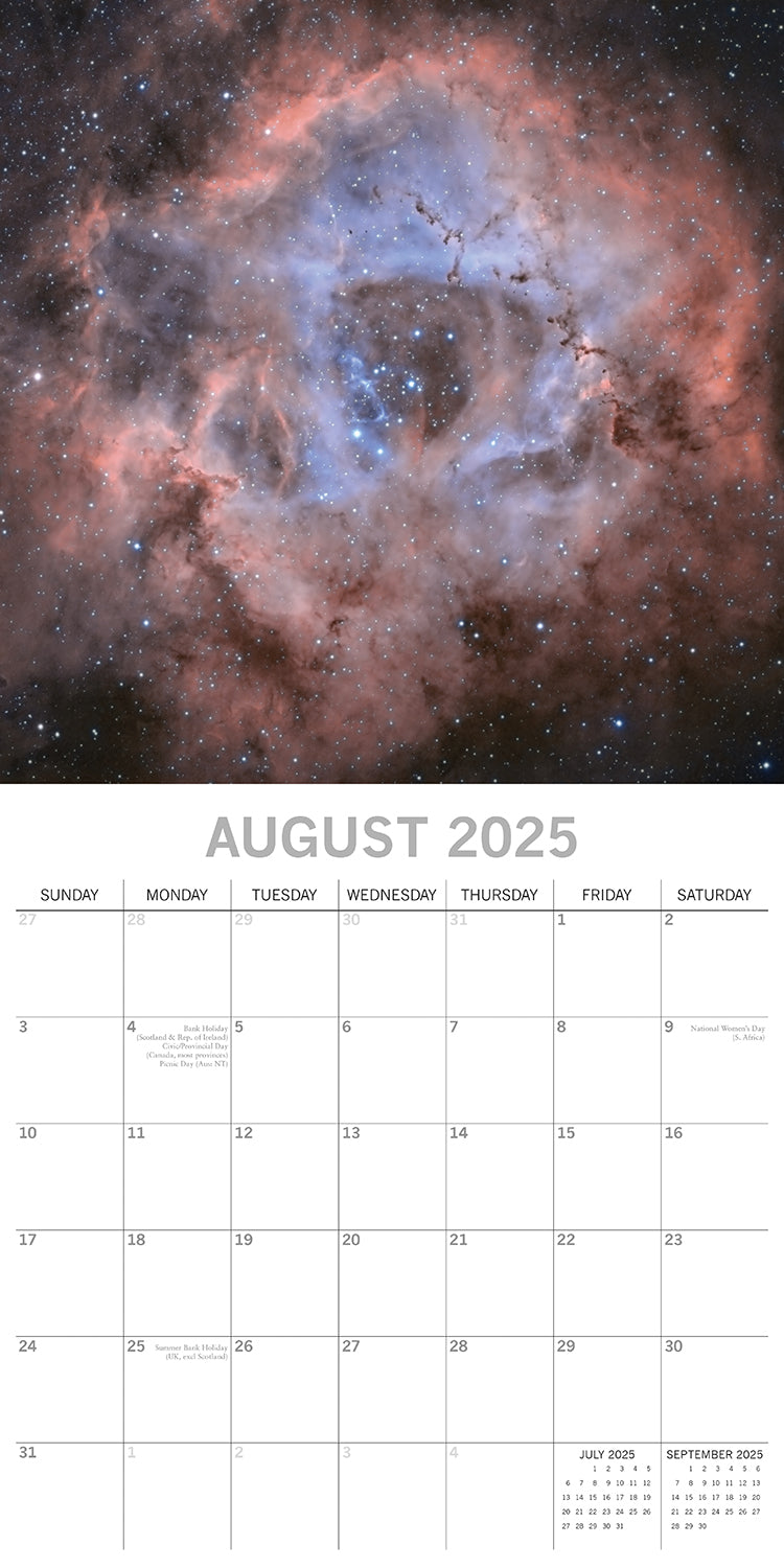 Space 2025 Square Wall Calendar 16-Month Christmas New Year Premium Planner Gift