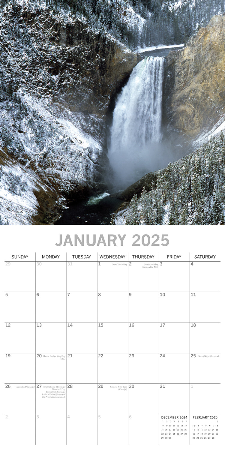 National Parks USA - 2025 Square Wall Calendar 16 Months New Year Planner Gift