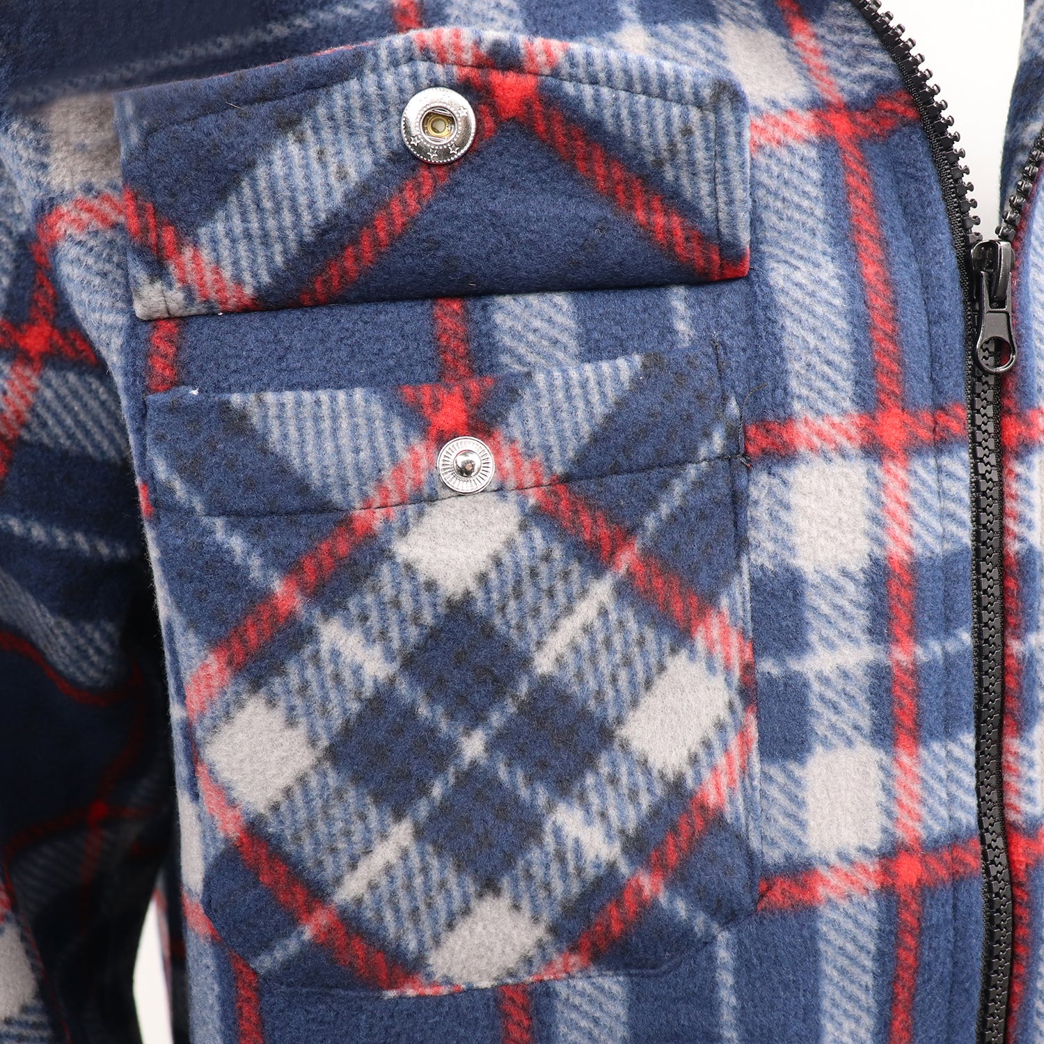 Men's Hooded Flannel Jacket Flannelette Plaid Fleece Shirt Zip Up Winter Coat, Blue, S