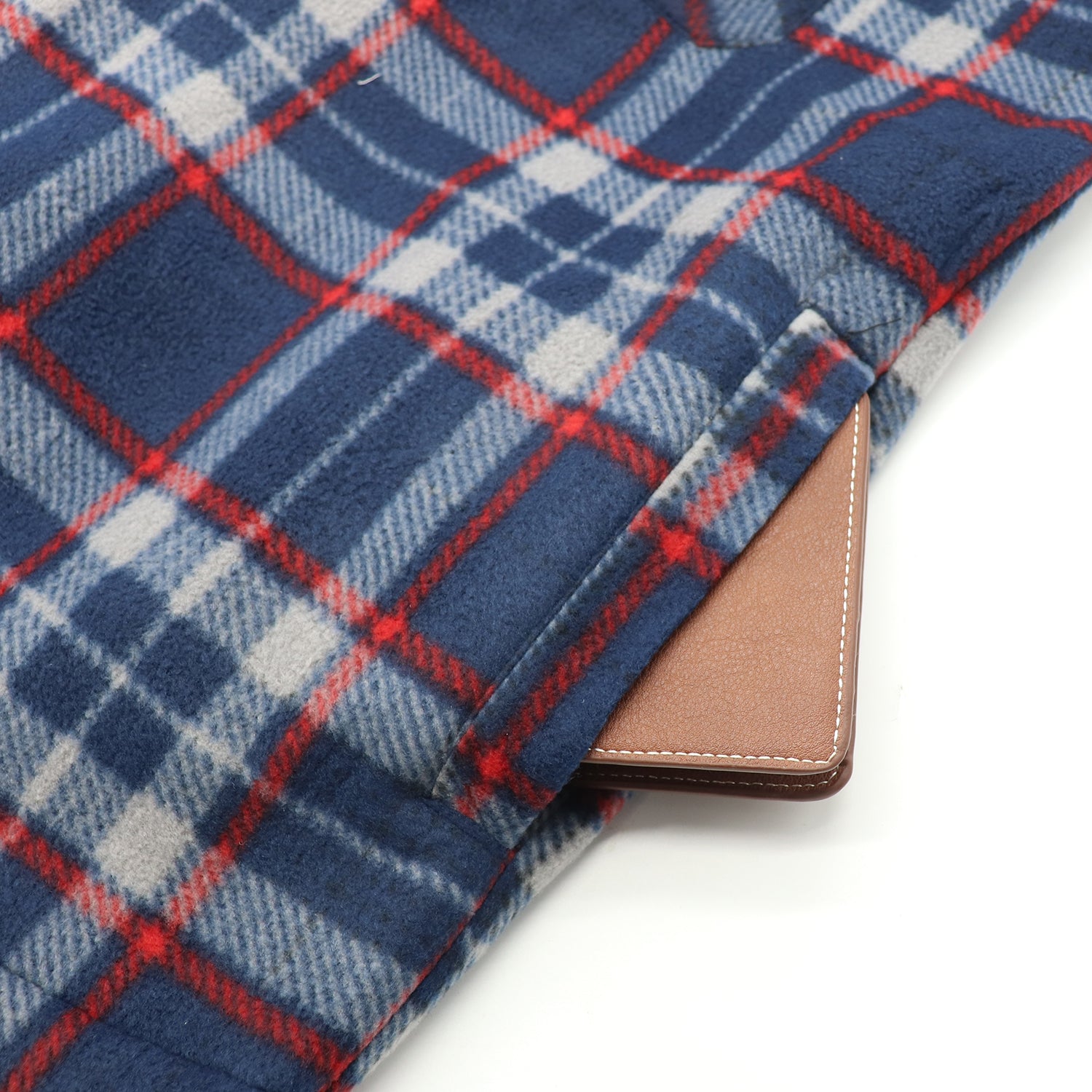 Men's Hooded Flannel Jacket Flannelette Plaid Fleece Shirt Zip Up Winter Coat, Blue, M