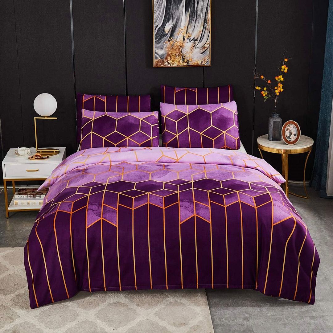 Erena Purple Quilt/Doona/Duvet Cover Set - King Size