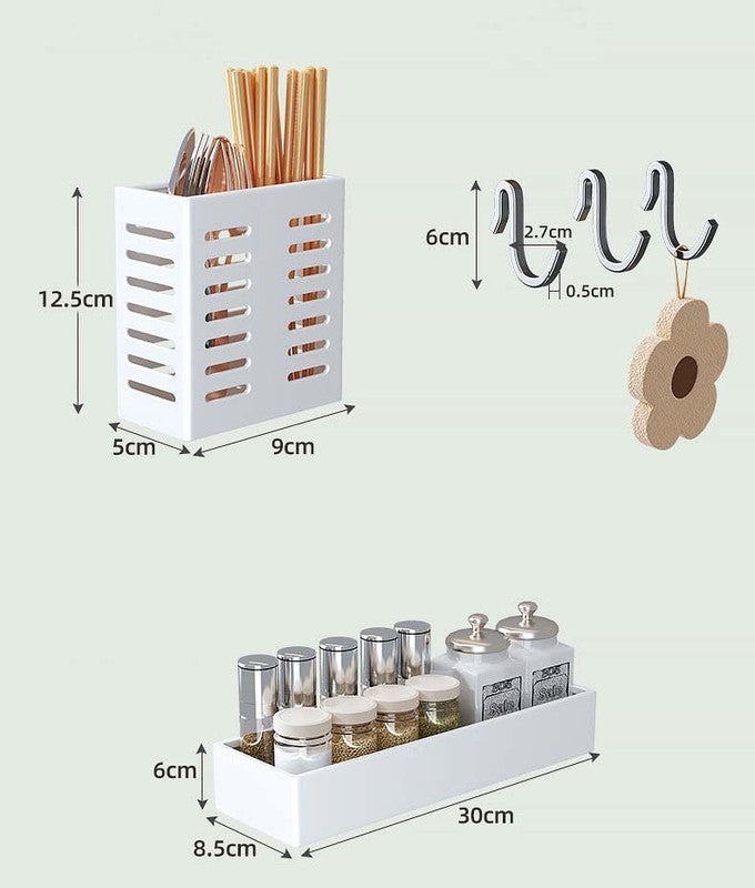 Multifunctional Microwave Shelf Storage Cutlery Tray Spice Holder Kitchen Rack Black