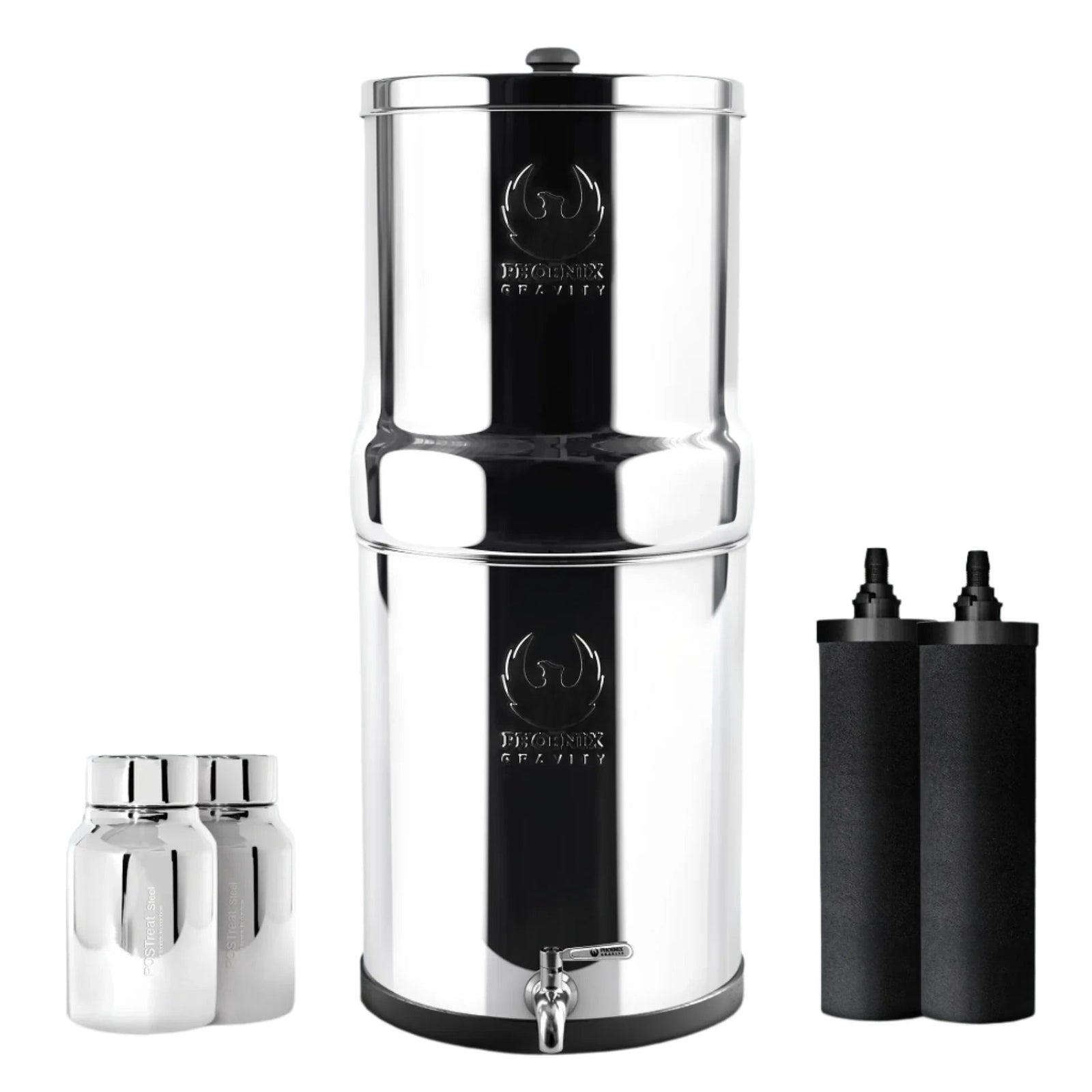 Phoenix 8L Stainless Steel Gravity Water Filter + POSTreat Fluoride cartridges