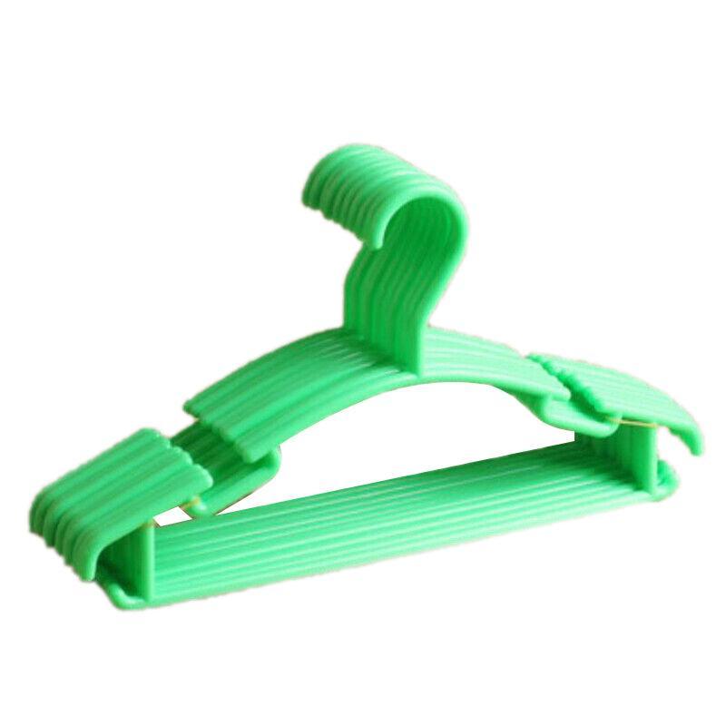 10pcs Small Plastic Clothes Hangers Mini Coat Hanger Set for Wardrobe Storage - Green