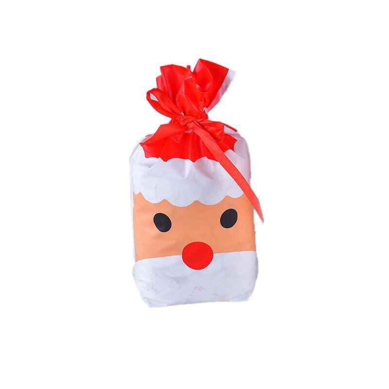 10pcs Christmas Candy Bags Gift Treat Drawstring Pouches Biscuit Cookie Packaging - 10Pcs Bag-Bike Bear