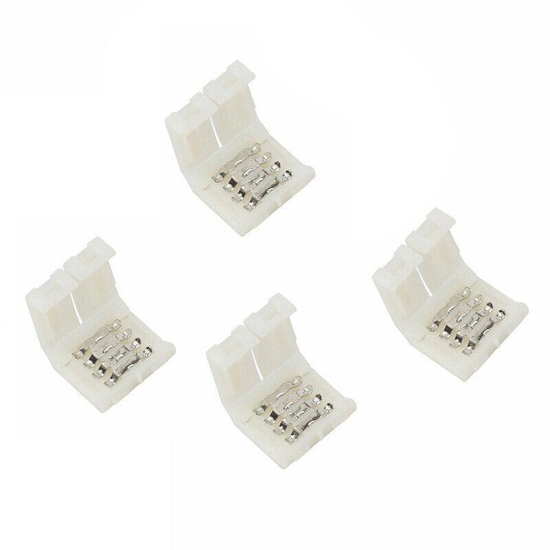 10Mm 4-Pin RGB Connector Clips for 5050 LED Strips - No Soldering