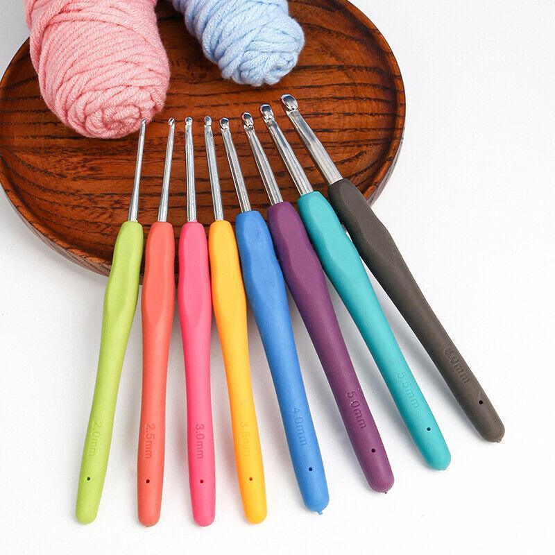 12PCS Crochet Hook Set Soft Grip Colourful Aluminium Knitting Needles 2mm to 8mm