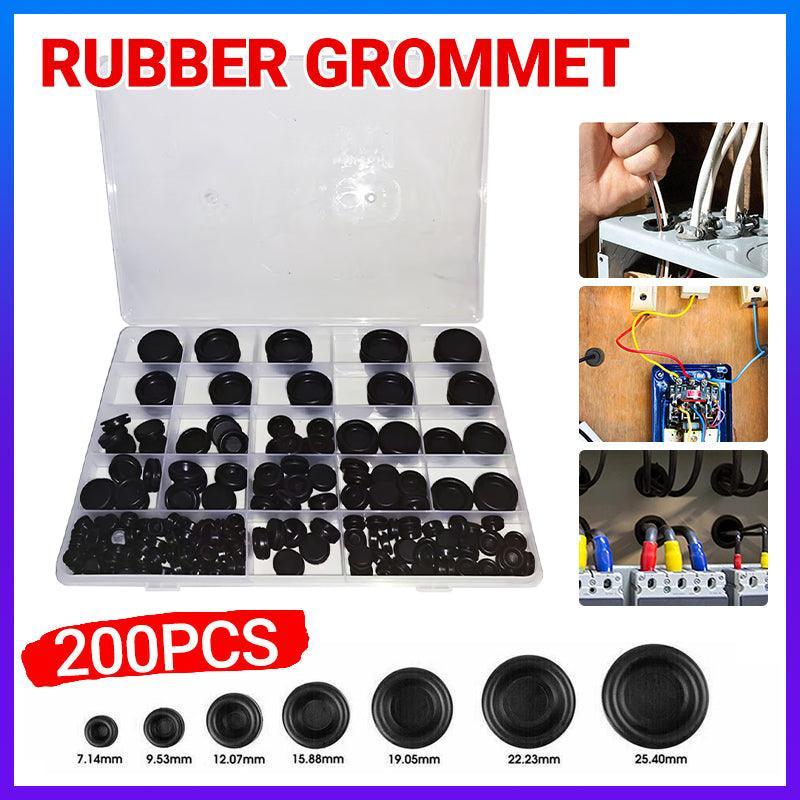 200 Pcs Auto Rubber Grommet Assortment Set Fastener Kit Blanking 7 Popular Sizes