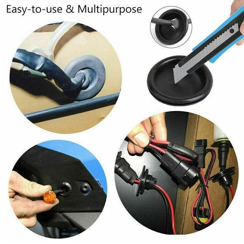 200 Pcs Auto Rubber Grommet Assortment Set Fastener Kit Blanking 7 Popular Sizes
