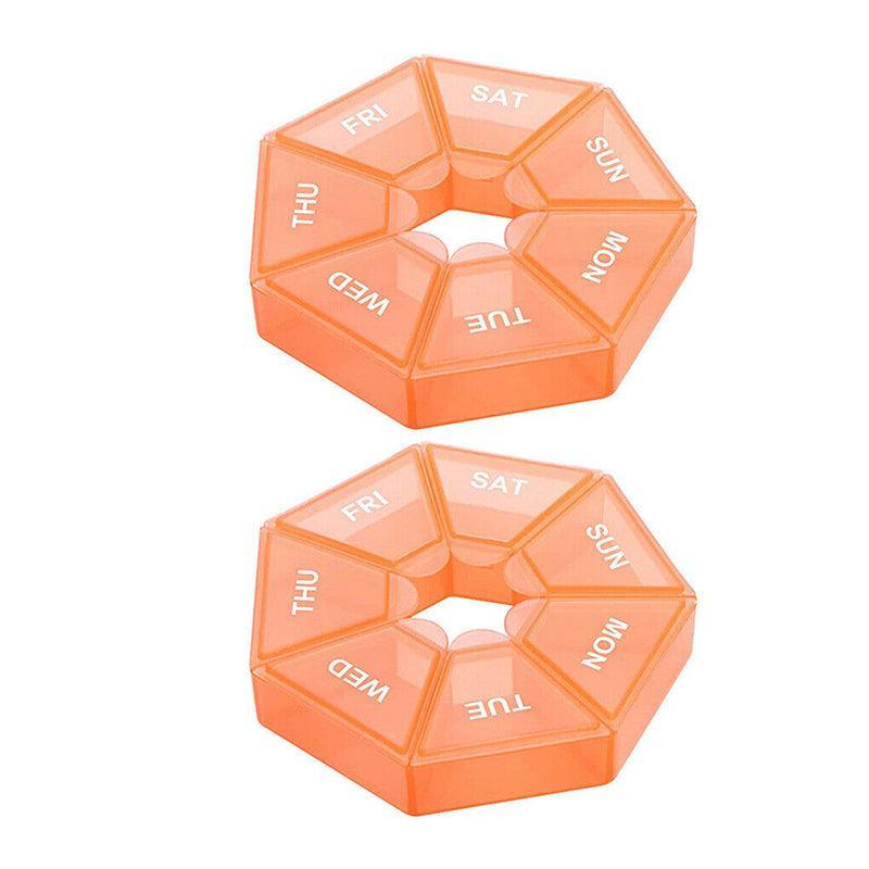 Weekly Pill Organiser 7 Day Medicine Box Tablet Case Dispenser 2 Pack - Purple