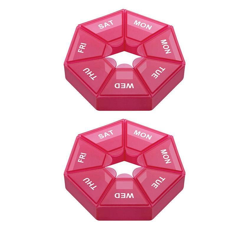 Weekly Pill Organiser 7 Day Medicine Box Tablet Case Dispenser 2 Pack - Purple