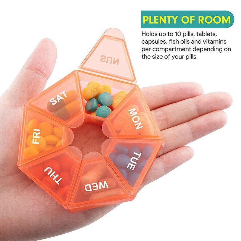 Weekly Pill Organiser 7 Day Medicine Box Tablet Case Dispenser 2 Pack - Red