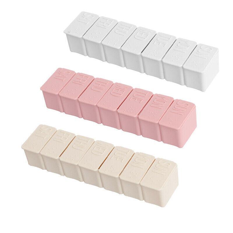 2X 7 Day Weekly Pill Box Medicine Tablet Organizer Dispenser Container Case - Grey