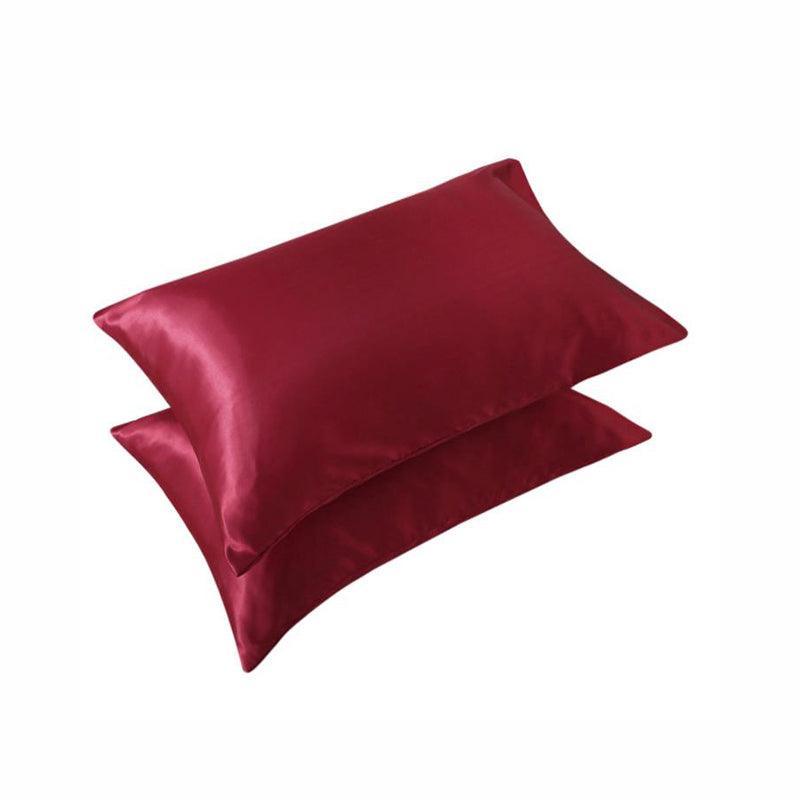 2 Pack Satin Pillowcases Luxury Soft Cushion Covers Bedroom Home Decor - Light Orange