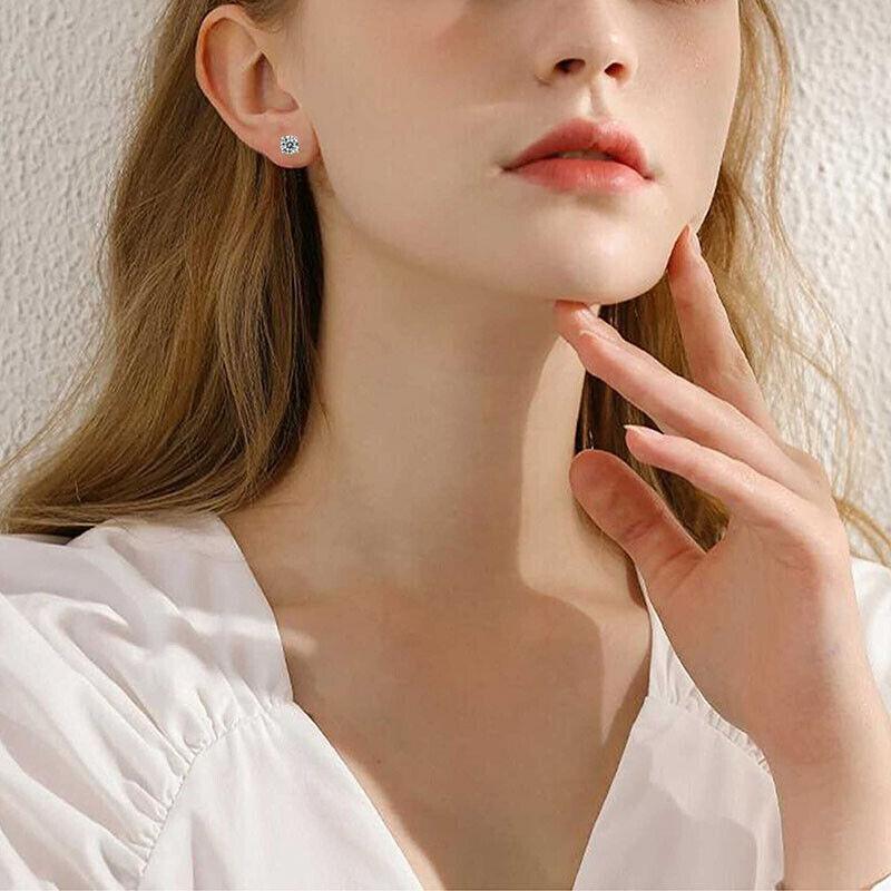 1 Pair Zirconia Surgical Steel Stud Earrings Crystal Piercing Jewellery - 4mm