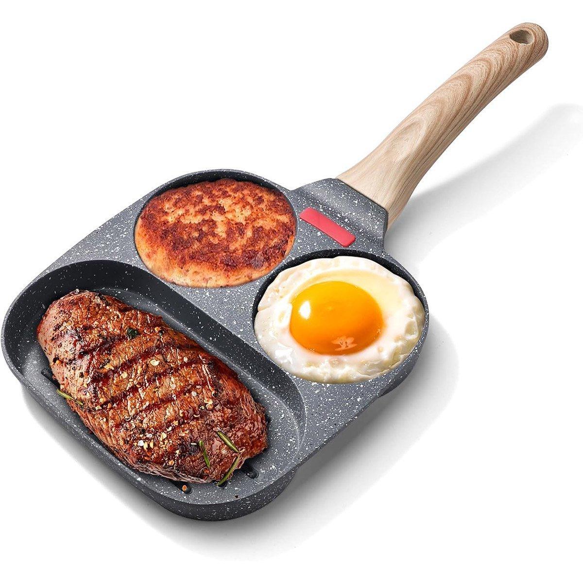 Nonstick Three in One Egg Frying Pan Skillet Breakfast Cooker for Kitchen Use