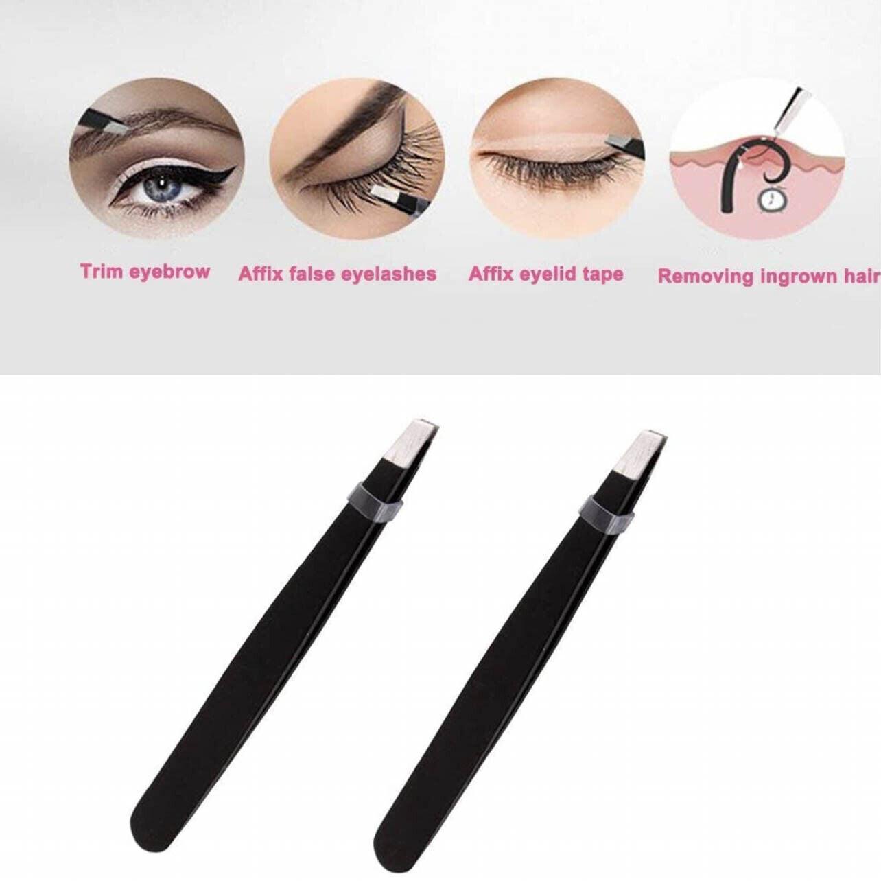 3PCS Stainless Steel Slanted Tip Eyebrow Set for Facial Hair and Beauty Care