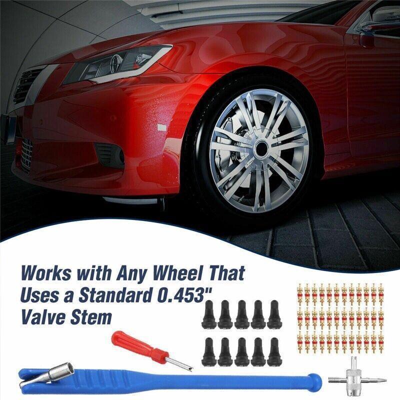 43Pcs Car Tyre Valve Tool Stem Puller Base Quick Remover Tire Repair Installer