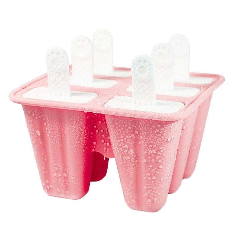 Silicone Ice Cream Mould Block Frozen Molds Icy Pole Jelly Popsicle - Pink-4Grid