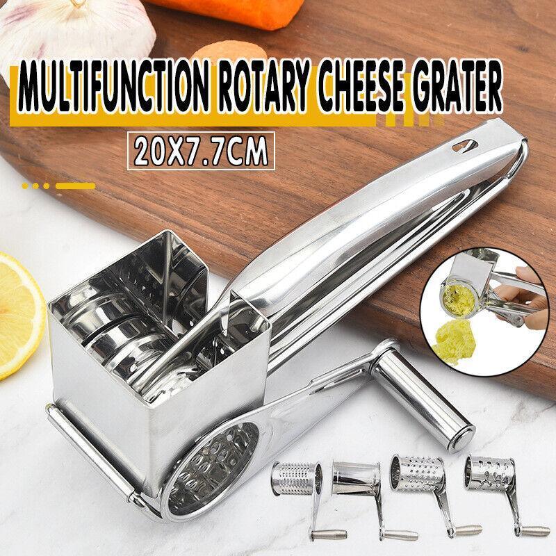 Rotary Cheese Grater Stainless Steel 4 Blade Set Kitchen Slicer