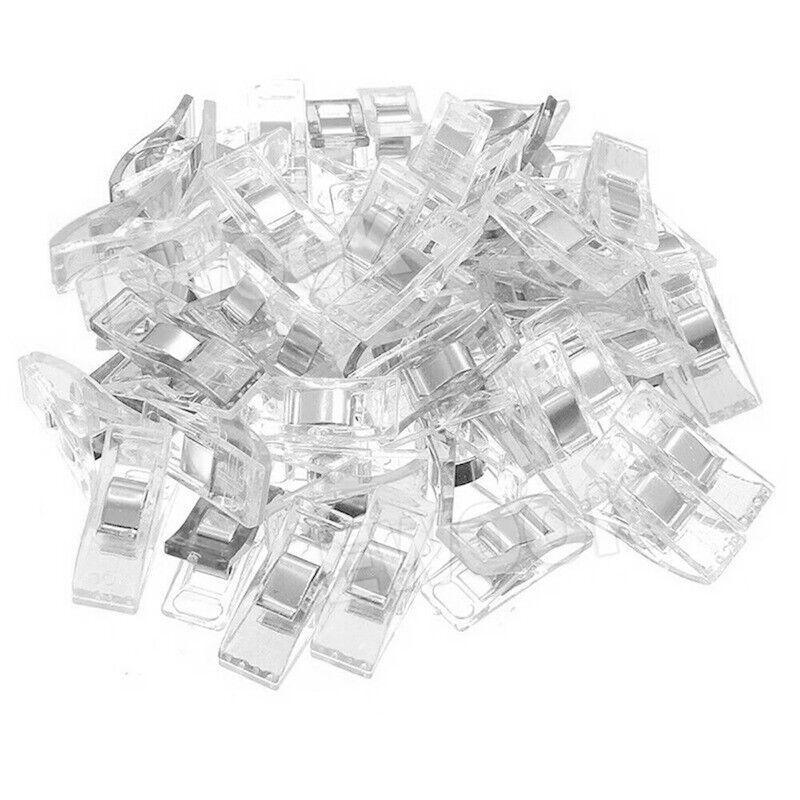 50Pcs Wonder Clips Craft Sewing Quilting Crochet Plastic Colourful Tool Diy Au - Clear (50PCS)
