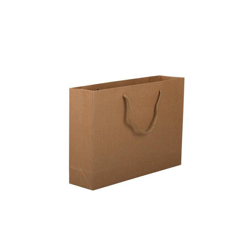 50X Kraft Paper Bags Gift Shopping Carry Craft Brown Bag With Handles - 50PCS 25*20*9CM