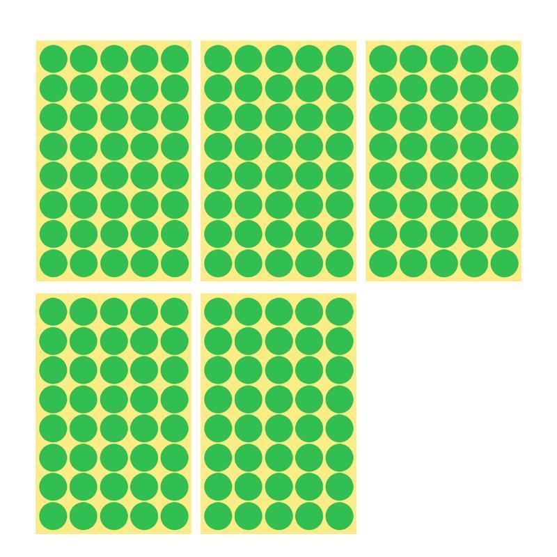 8/13/25/50mm Sticker Dots Adhesive Round Labels Circular Scrapbooking Light Green - 13mm 132 Dots - 5 Sheets