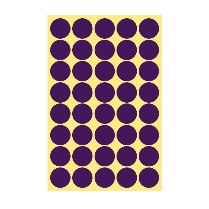 8/13/25/50mm Colour Sticker Dots Adhesive Round Labels Circular Scrapbooking Purple - 13mm 132 Dots - 5 Sheets