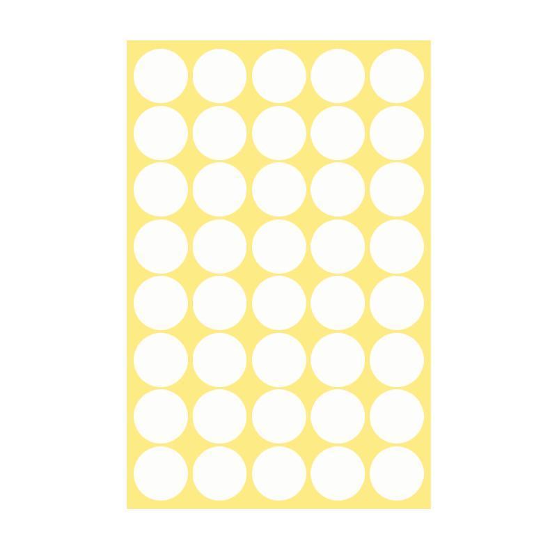 8/13/25/50mm Colour Sticker Dots Adhesive Round Labels Circular Scrapbooking White - 25mm 40 Dots - 5 Sheets