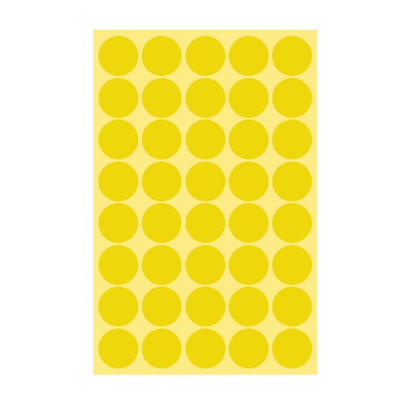 8/13/25/50mm Colour Sticker Dots Adhesive Round Labels Circular Scrapbooking Yellow - 13mm 132 Dots - 5 Sheets