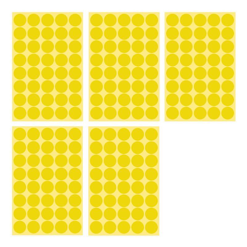 8/13/25/50mm Colour Sticker Dots Adhesive Round Labels Circular Scrapbooking Yellow - 13mm 132 Dots - 5 Sheets