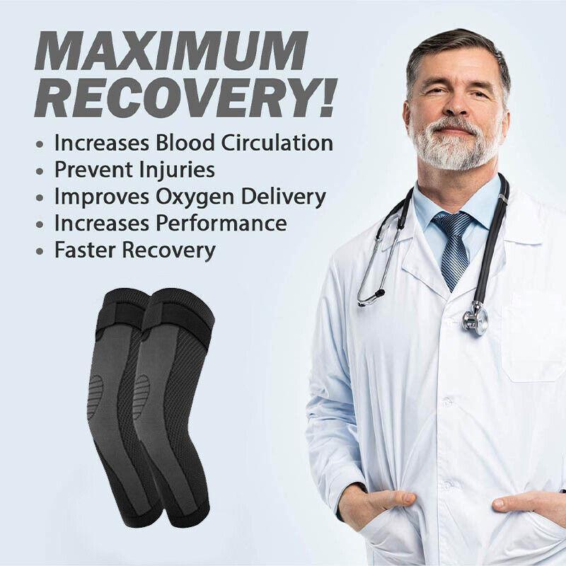 Aolikes Compression Knee Brace Full Leg Sleeve Support Thigh High Sports Gym Au - XL