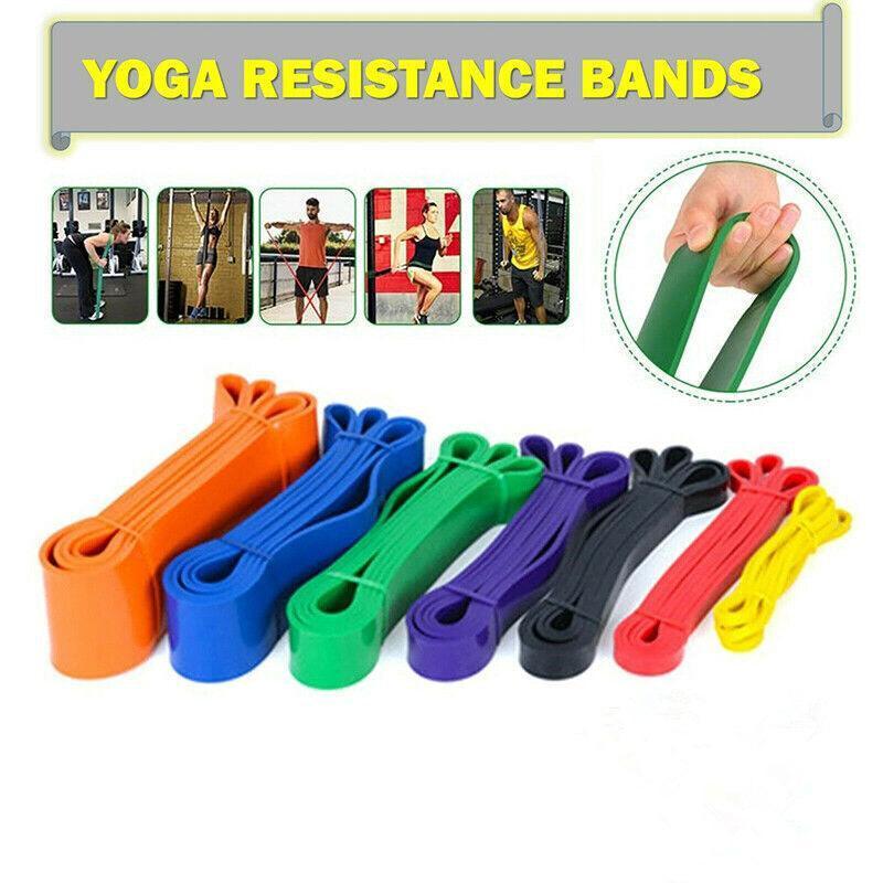 Heavy Duty Resistance Yoga Band Loop Exercise Fitness Workout Band Gym Band - Yellow 5-15 lbs (6.4mm*2080mm)