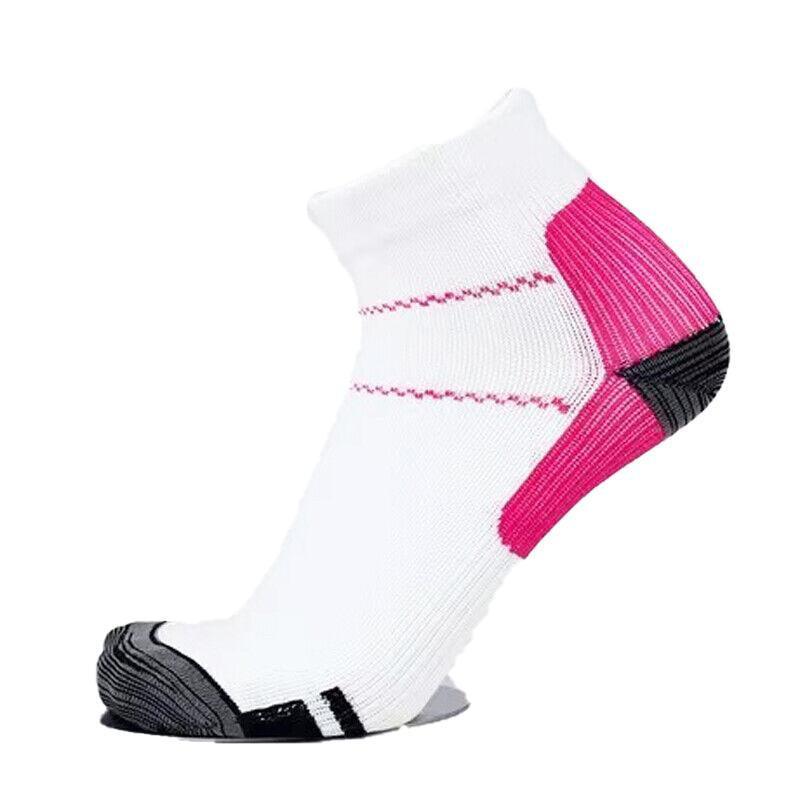 1 Pair Ankle Compression Socks Foot Support Sleeves S M Size Unisex - White-Grey
