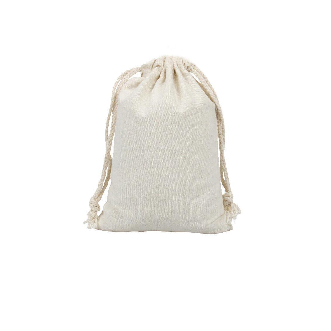 10X Canvas Cotton Drawstring Bags Linen Calico Tote Gift Storage Pouches - 25x35cm